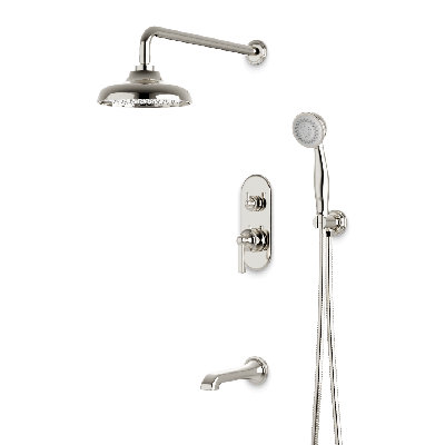 Ensemble de garniture de douche thermostatique classique avec douche à main, robinet de baignoire