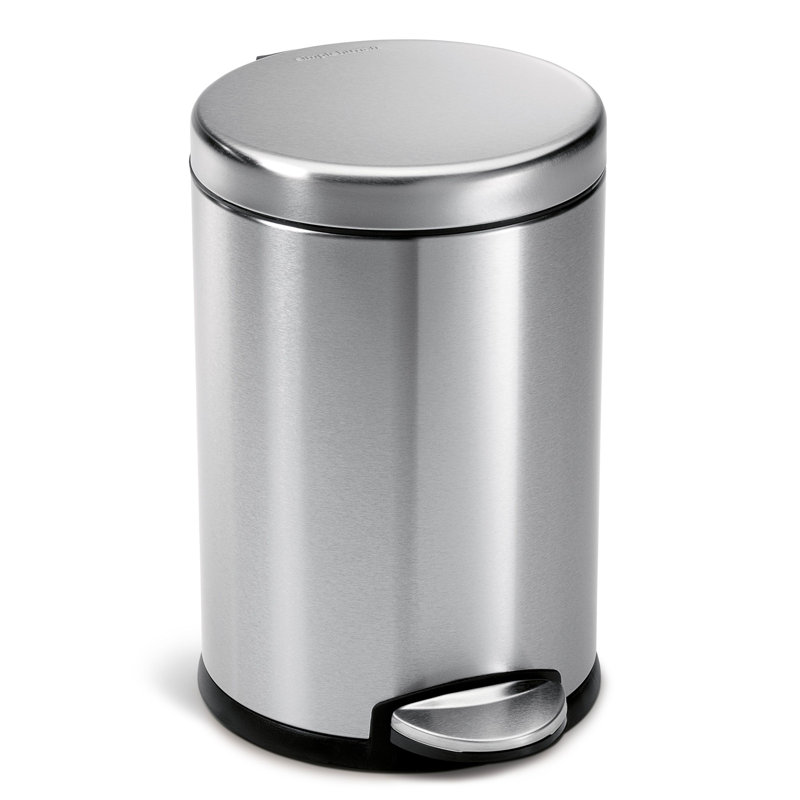 Simplehuman 4.5L Round Bathroom Pedal Bin, Brushed Silver