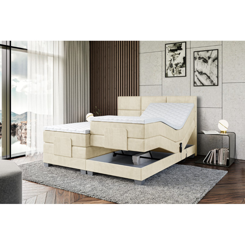 Orlo Pocket Spring Mattress Divan Bed Base, Beige, 160cm W x 200cm L