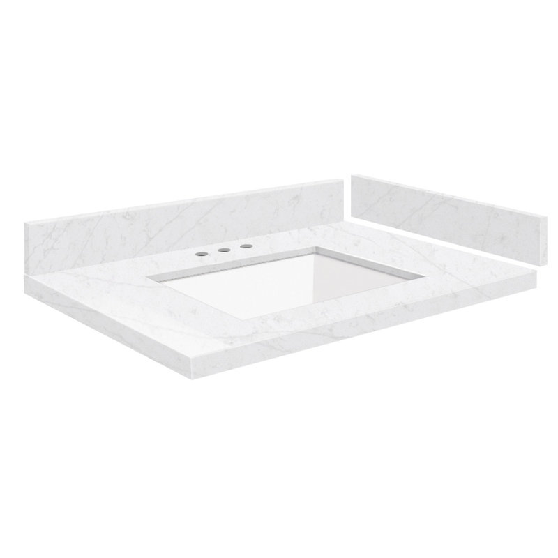 Dessus de meuble-lavabo simple 30,75 avec 3 trous de robinet, Statuario