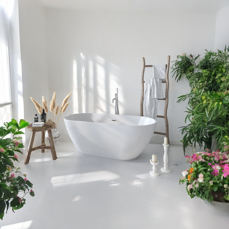59'' x 29'' Freestanding Soaking Acrylic Bathtub
