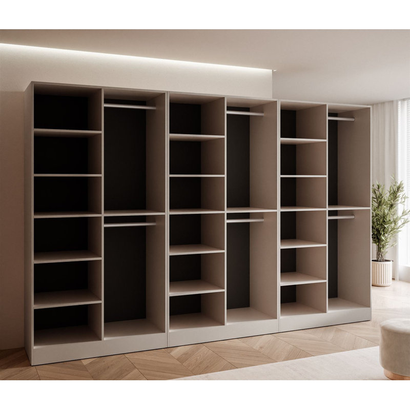 Manufactured Wood Wardrobe, Sandy Beige/Fluted Glass