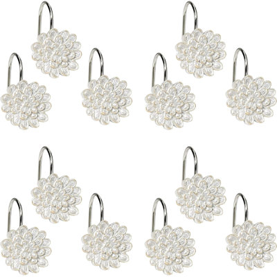 Rose Vine Shower Hooks Set - Curtain Rings with Unique Design - 12 Resin Hooks for Customizing Your Shower Space
