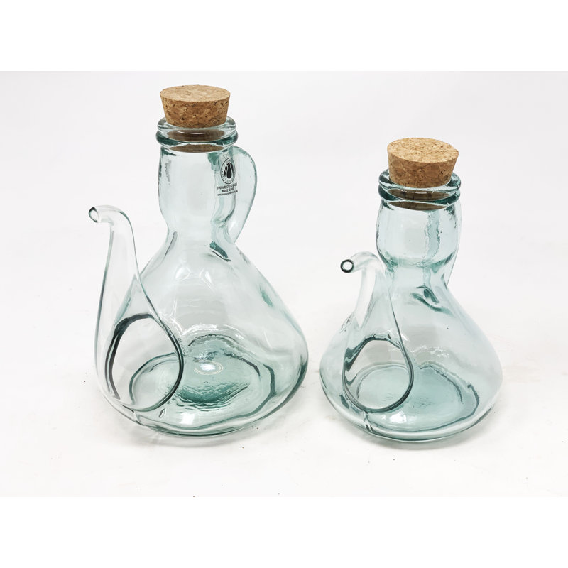 Glass Single Oil / Vinegar Cruet, 15.5cm H x 12.5cm W x 11cm D