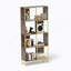 Bibliothèque industrielle à 4 niveaux, structure rustique en bois et métal, tablette asymétrique-2069528025