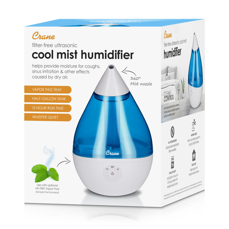 Blue and White Ultrasonic Cool Mist Humidifier, 1 Gallon