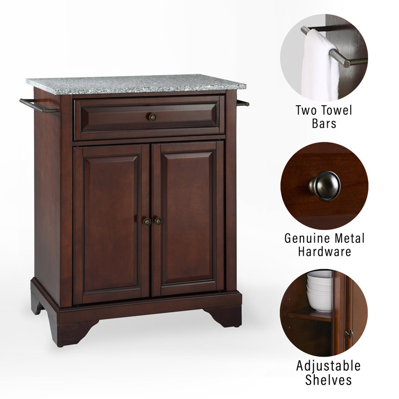 Hedon Granite Top Kitchen Cart, Vintage Mahogany