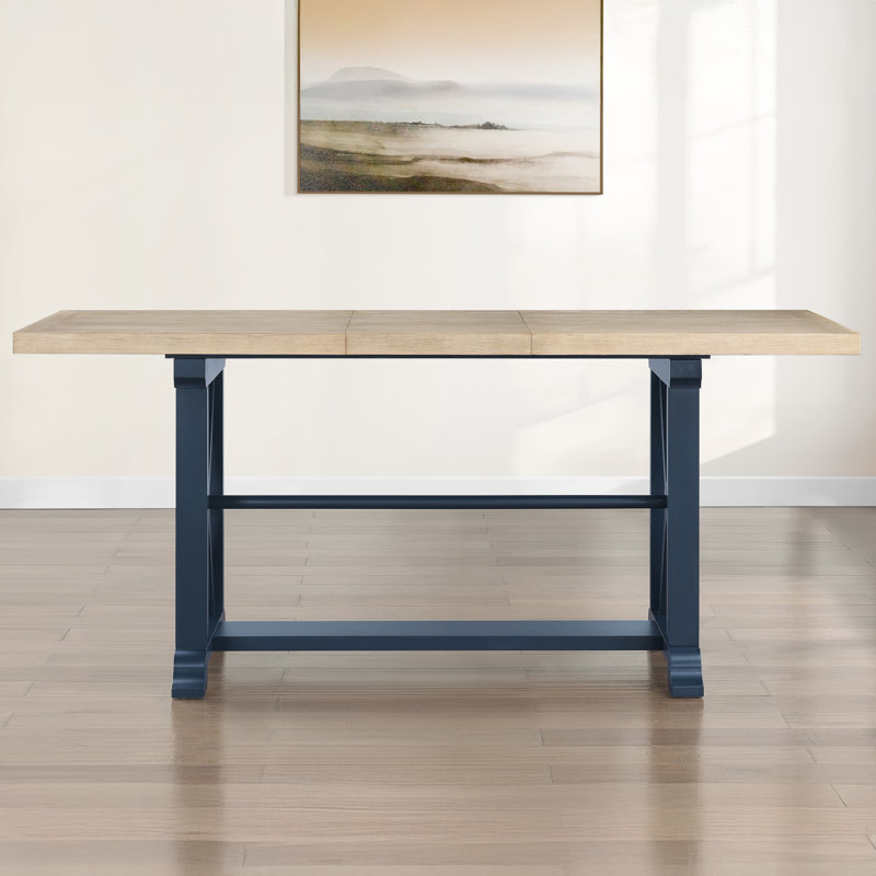 Table de comptoir extensible Inetta, Sable clair / bleu minuit