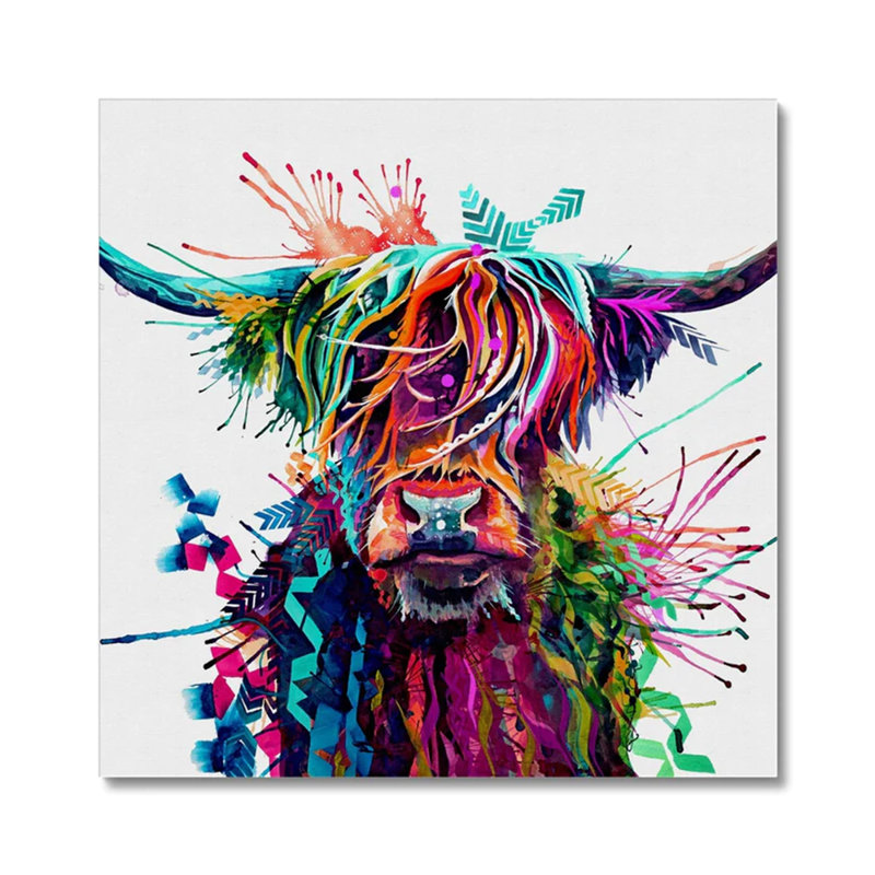 Highland Hilda - Highland Cow Painting - Wrapped Canvas Art Prints from Sarah Taylor Art, 60cm H x 60cm W
