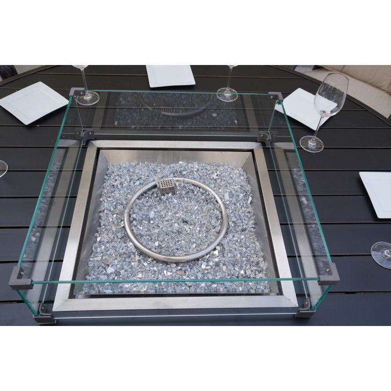 Pomos Round Aluminum Propane Fire Pit Table with Hidden Fuel Tank