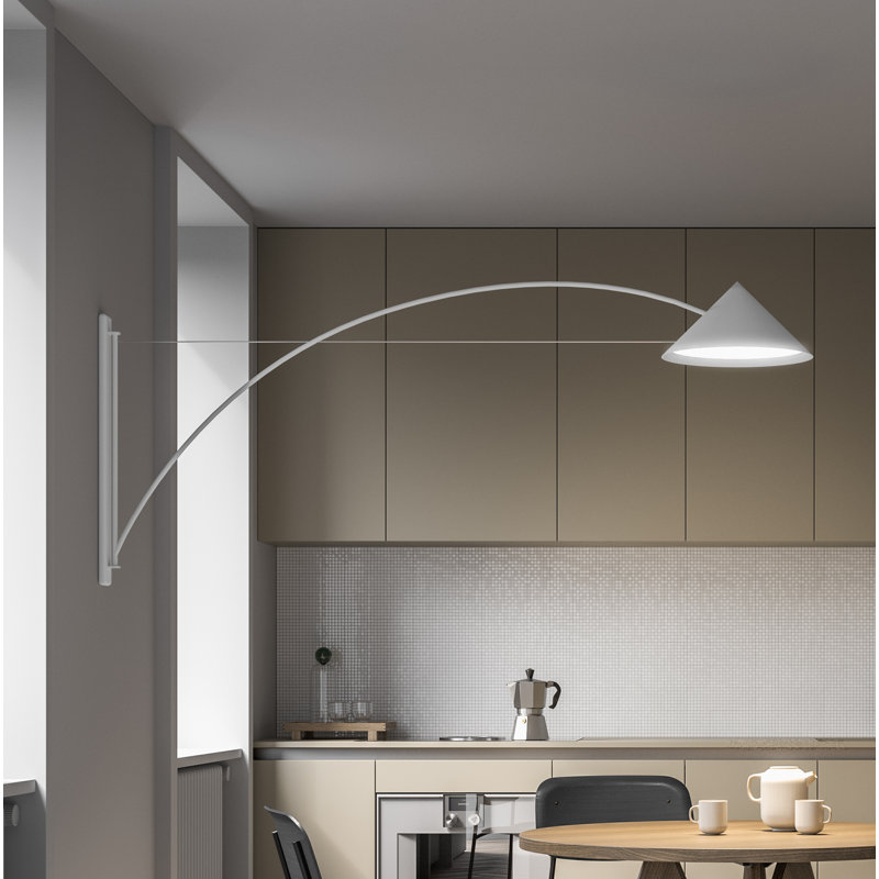 Flyer LED Armed Sconce, White, 63cm H x 43cm W x 145cm D, 3000K