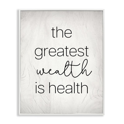 Greatest Wealth Is Health Phrase White Framed Giclee Art by Lil' Rue