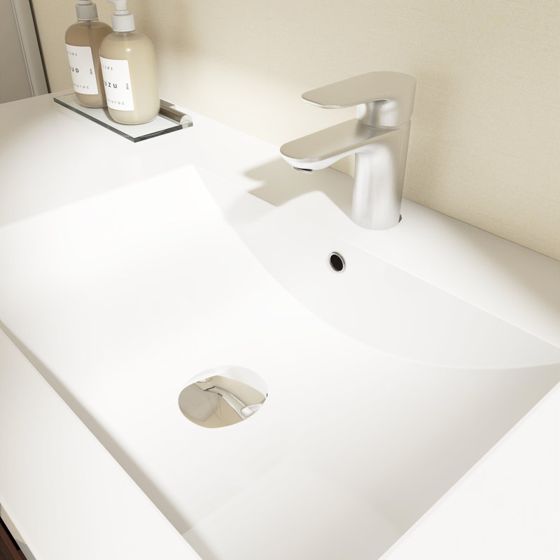 Meuble-lavabo simple 47,2 po avec plateau Tayiah, Noyer
