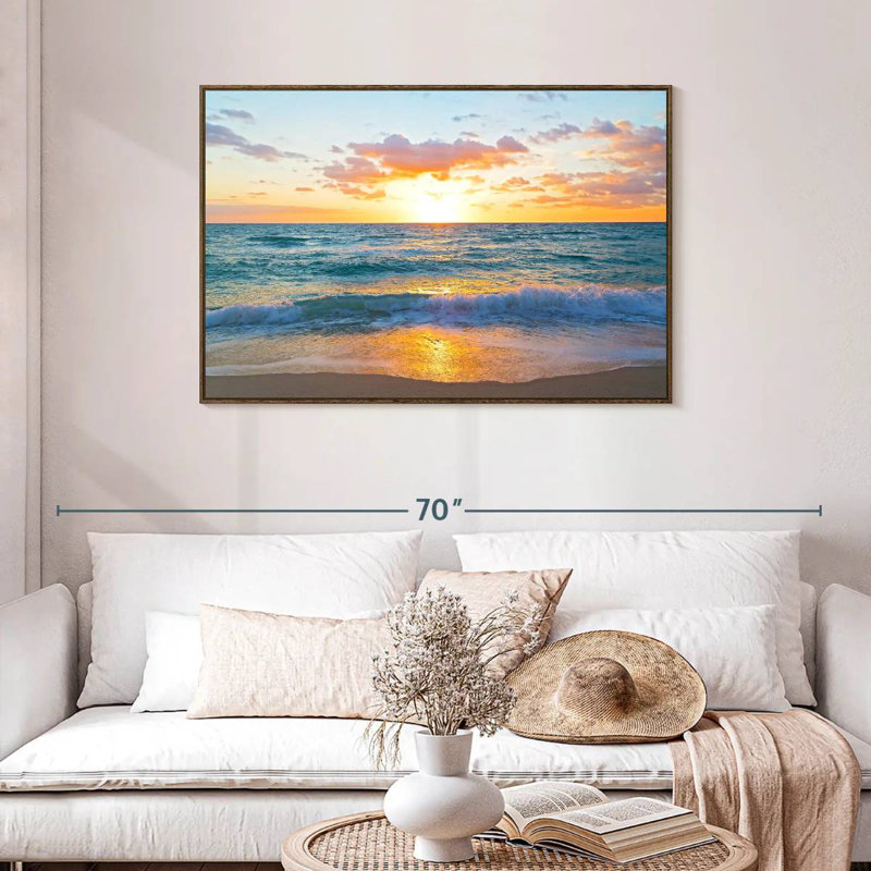 Sunrise Over Miami Azemar, 25" X 17", Floating Frame Walnut