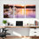 «Magnolia Flower Sunset Lake», ensemble de 3 reproductions d'art sur toile tendues