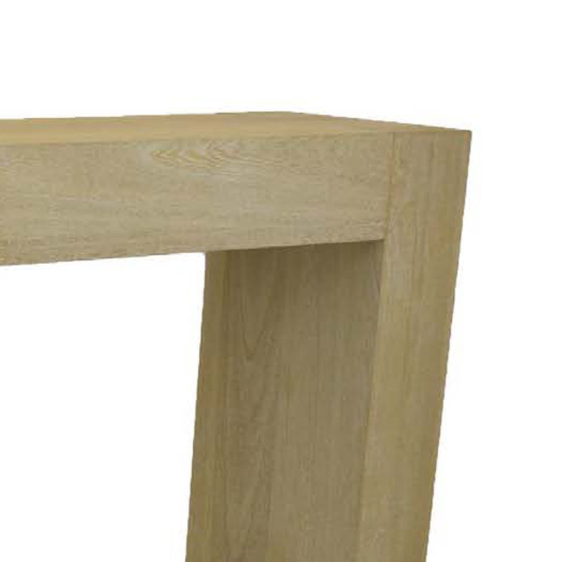 Console Table, Tall C Shaped Design, 63 Inch Light Brown Wood Body