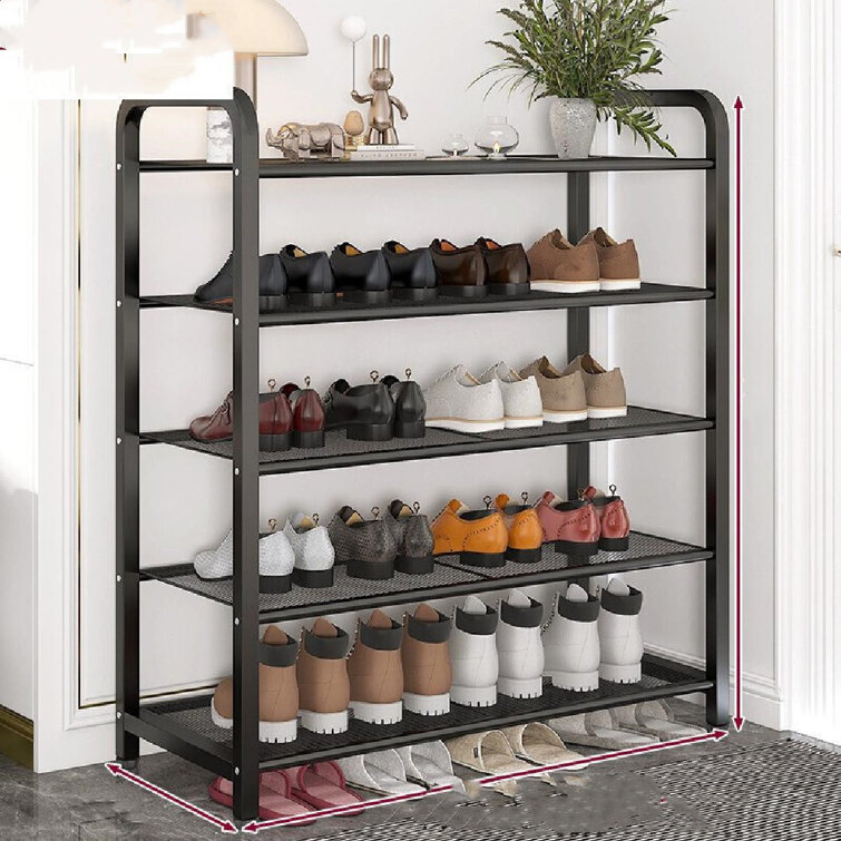 BreeBe 12-Tier Metal Shoe Rack Black | Mathis Home