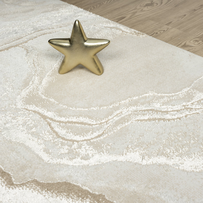 Tapis beige crème Abani GLAM GLA110A, Rectangle 6 pi x 9 pi