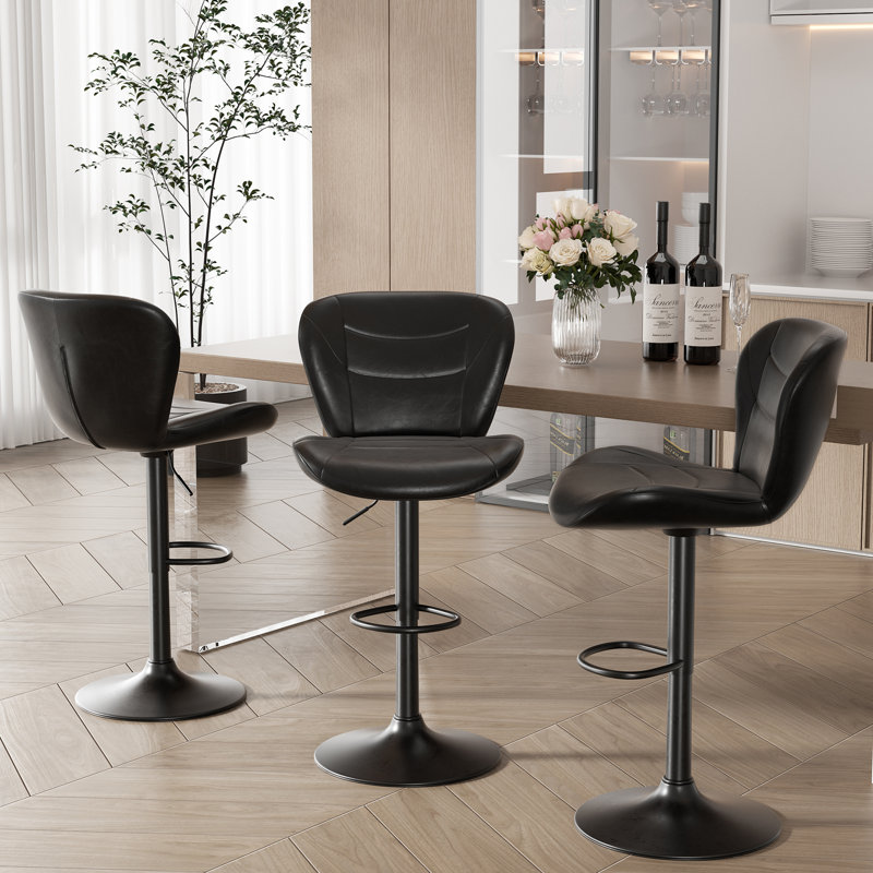 Adjustable Height Counter Stool with Metal Frame, Black, 6