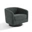 Fauteuil demi-tonneau pivotant en chenille gris avec base en bois massif Applewold-280710437