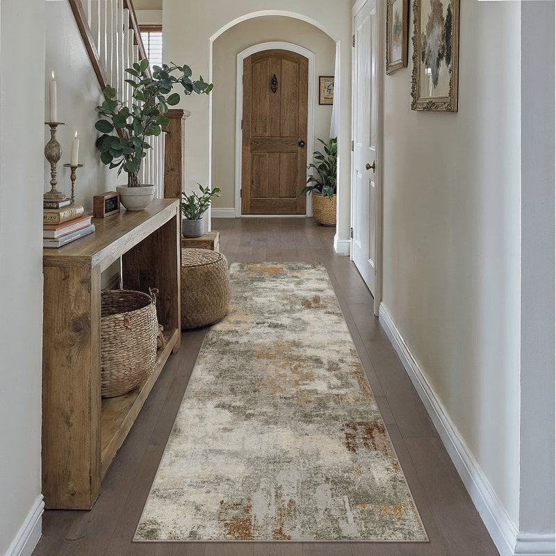 Tapis abstrait moderne Arden, Grey, Runner 2'3" x 7'6"