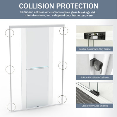 44-48 in. W x 72 in. H Double Sliding Shower Door, Semi-frameless Bathroom Sliding Door with 1/4" (6mm) Tempered Glass for Walk-in Shower, White