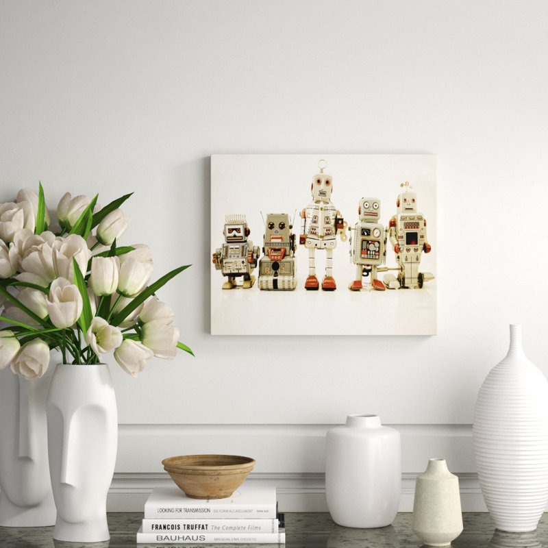 Robot Friends Print, 24" H x 36" W, Unframed Paper