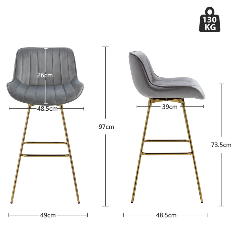 Neuhaus 73.5Cm Swivel Bar Stool, Grey