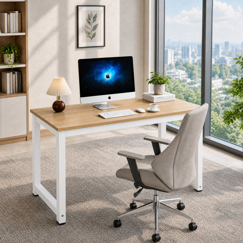 Bureau d'ordinateur 47 po, 47 * 23,6 pouces, Noyer et blanc