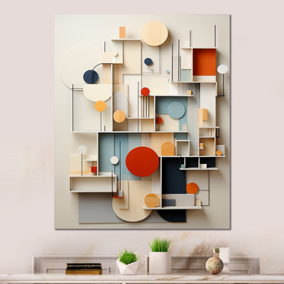 "Formes essentielles abstraites géométriques blanches et bleues" sur métal