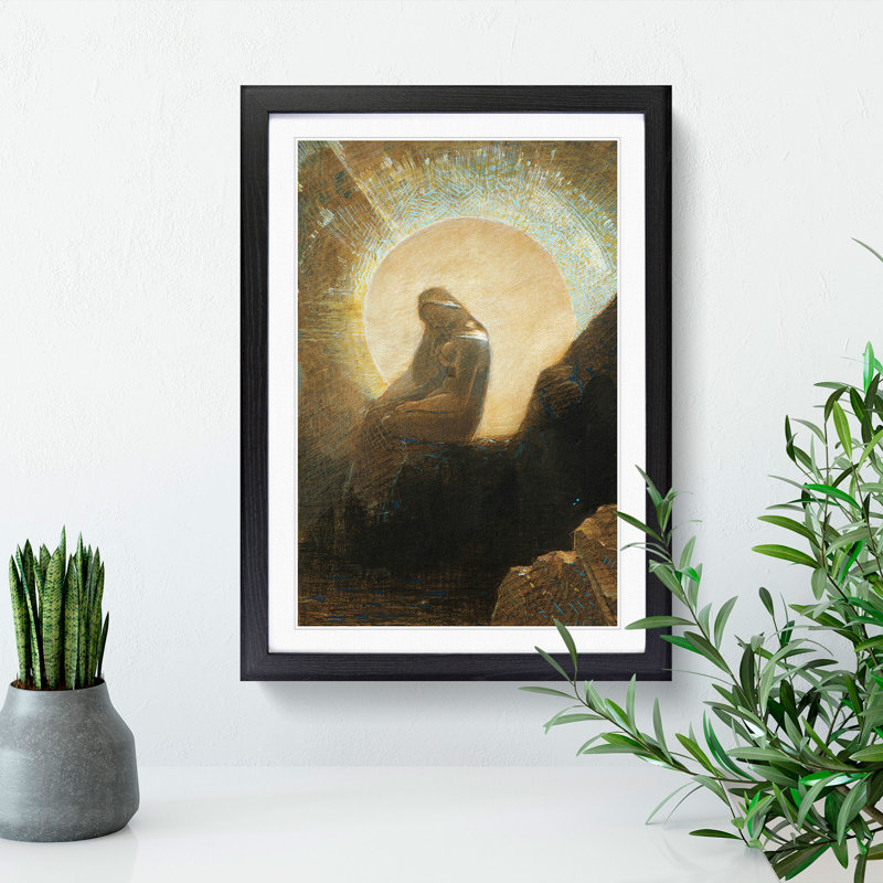 Melancholy by Odilon Redon - Picture Frame Painting, 65cm H x 48cm W x 2cm D, Black Framed