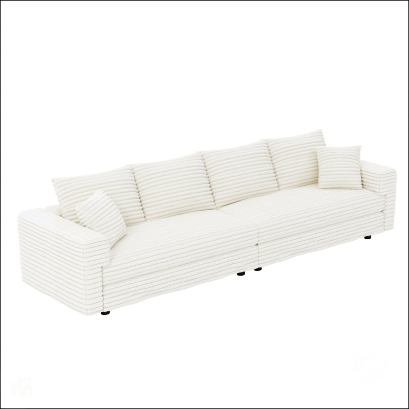 Canapé 102,4 po en velours côtelé 102,4 po avec coussins moelleux et coussins moelleux modernes et siège profond convertible pour le salon et la chambre à coucher