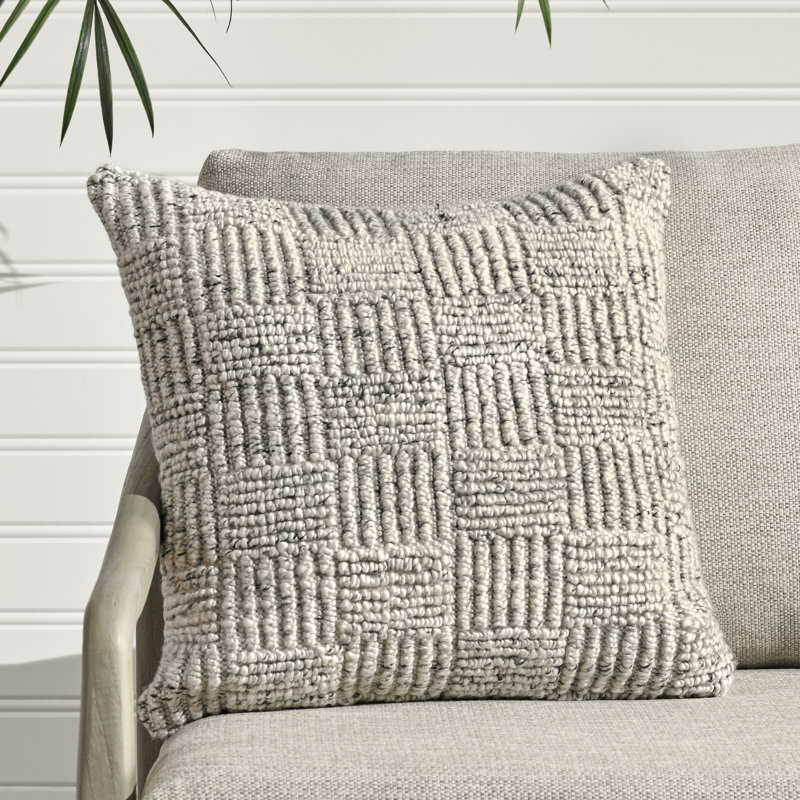 Vico Pillow Cover & Insert, Ivory, Square, 22" x 22"
