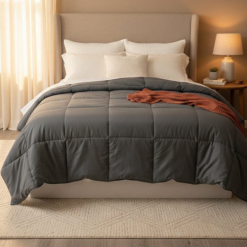 Édredon en microfibre Lerma Grey, Très grand