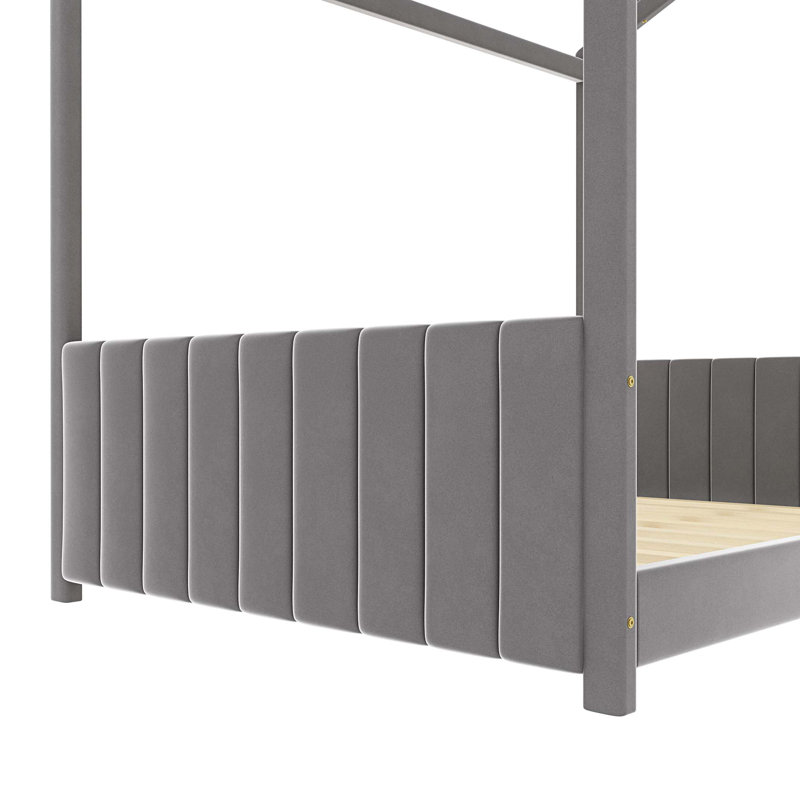 Lit en bois Velvet House, gris, Lit double