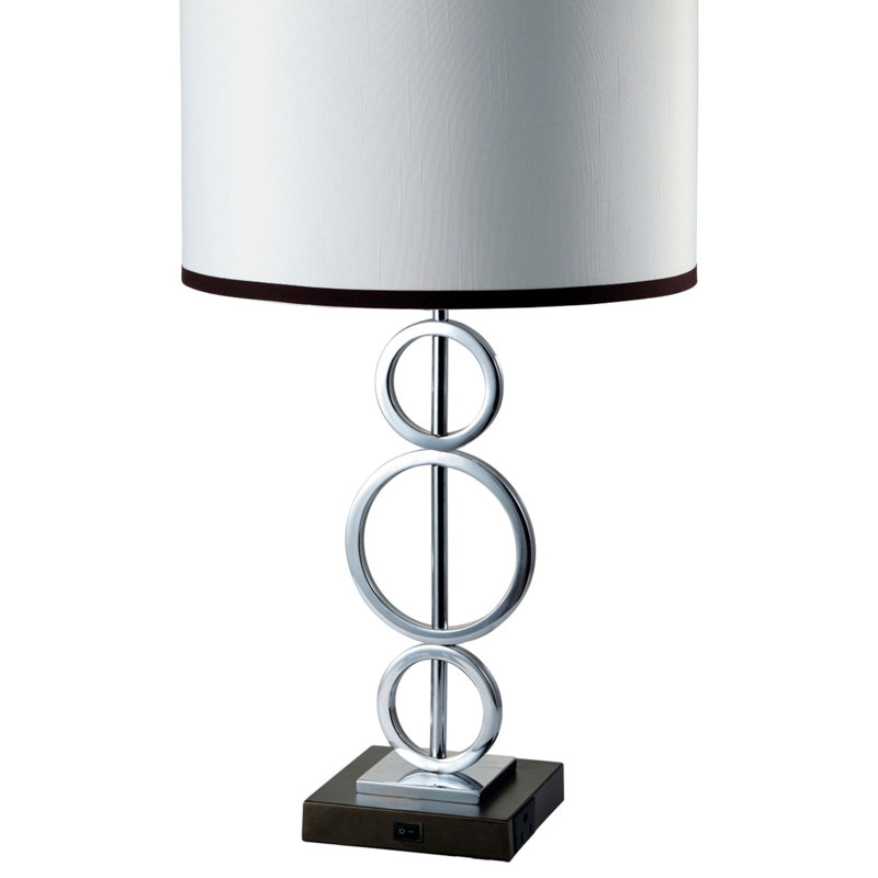 Grande lampe de table en métal 29 po avec finition argentée, 29 po