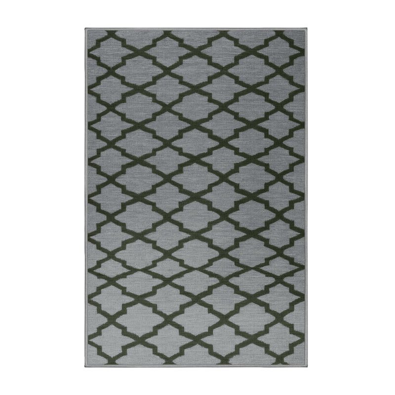 Tapis gris en treillis lavable à la machine, Rectangle 5 pi x 7 pi