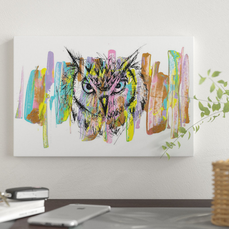 Impression sur toile hibou, H 40 po x l 60 po x P 1,5 po, Toile tendue