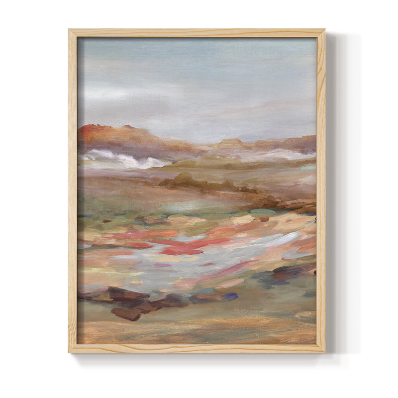 Reproduction encadrée peinte de paysage désertique - bois massif, H 21 po x l 17 po, Naturel
