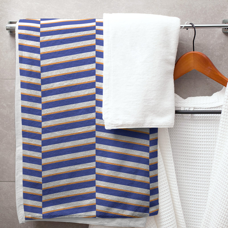 Jaya Bath Towel, Blue/Gray/Orange