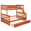 Lit simple superposé simple au-dessus d'un lit double en bois de pin massif de 79,53 x 57 x 67 pouces noyer avec échelles et deux tiroirs de rangement