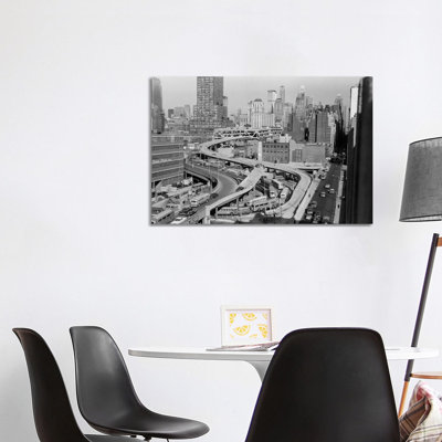 1960s Overhead Of Port Authority Traffic Ramps In New York City USA by Vintage Images - Wrapped Canvas Print