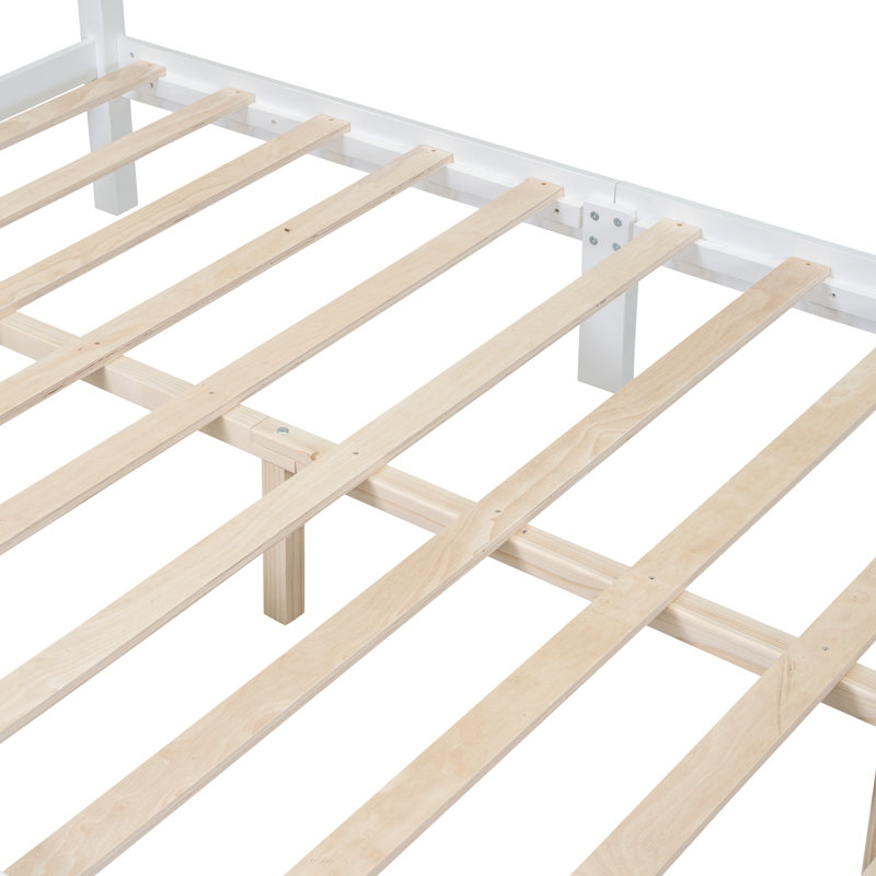Size Wood Platform Bed Frame,Retro Style Platform Bed With Wooden Slat Support