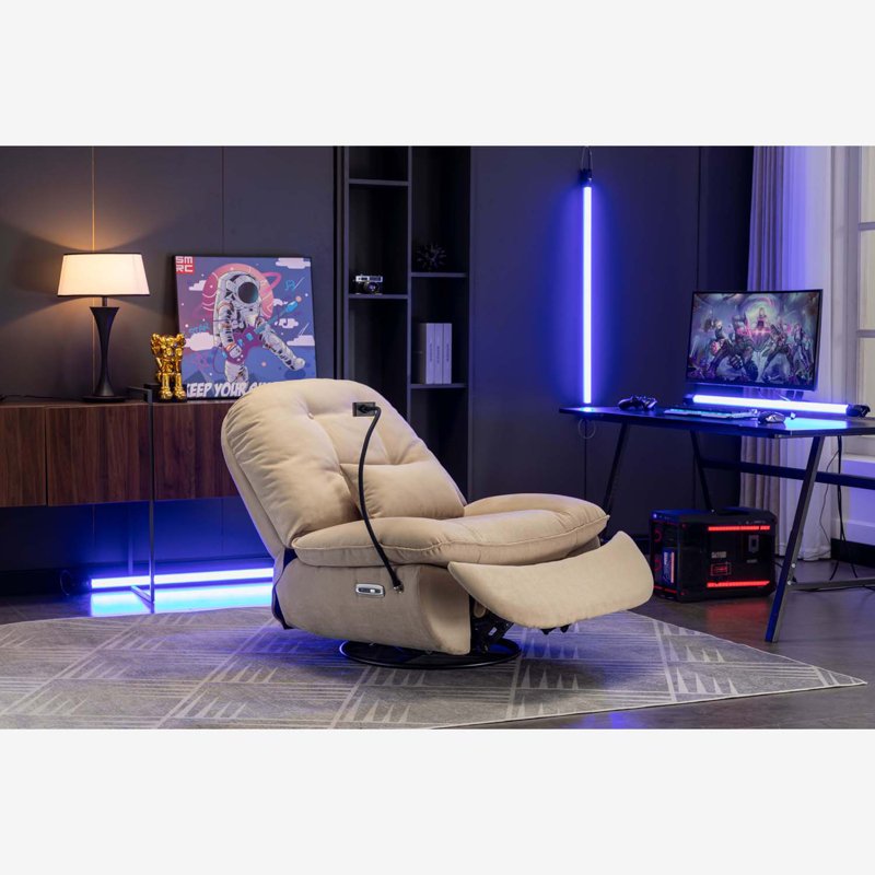 Fauteuil inclinable en cuir Albia, Tissu chameau