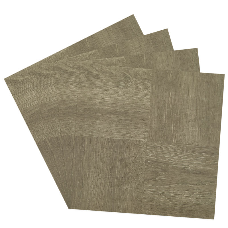 10Pcs Self-adhesive PVC Flooring Tiles Set, Wood Look, Grey