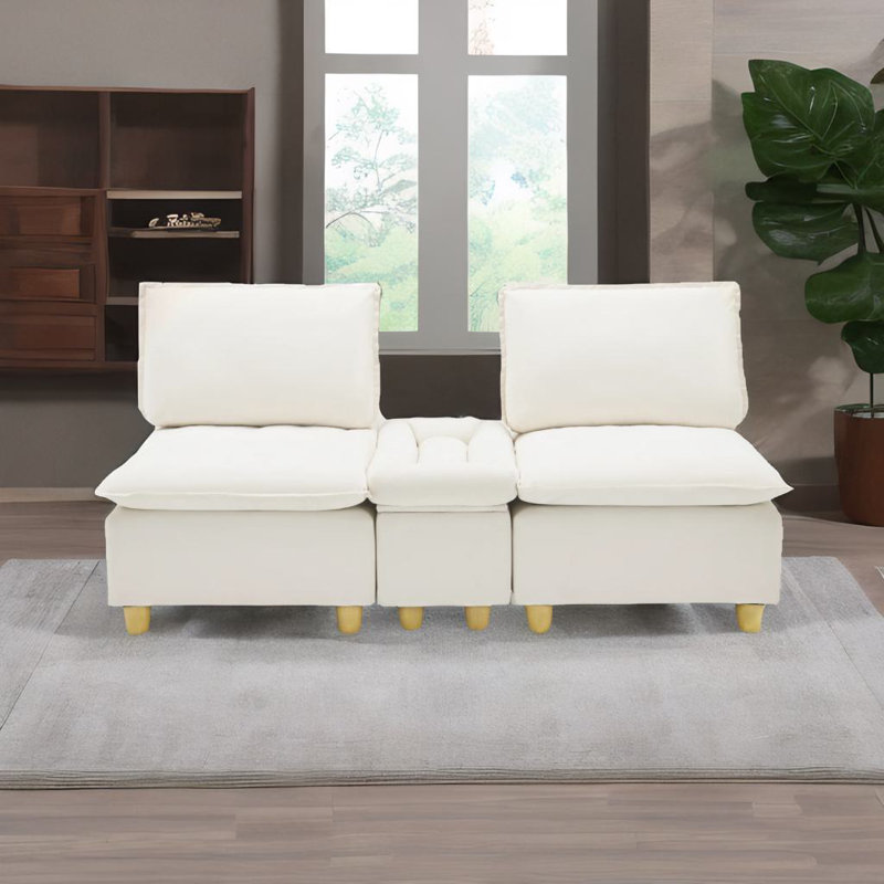 Canapé 74 po en flanelle double 74 po, Beige