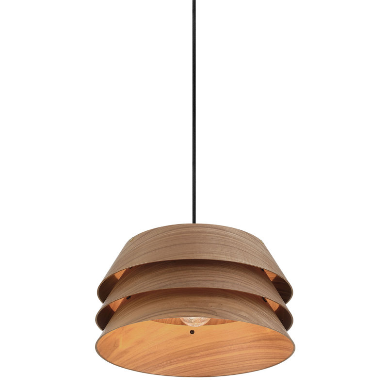  Luminaire suspendu 1 lumière 13 po Aalto en noyer foncé, 13 pouces, Noyer foncé