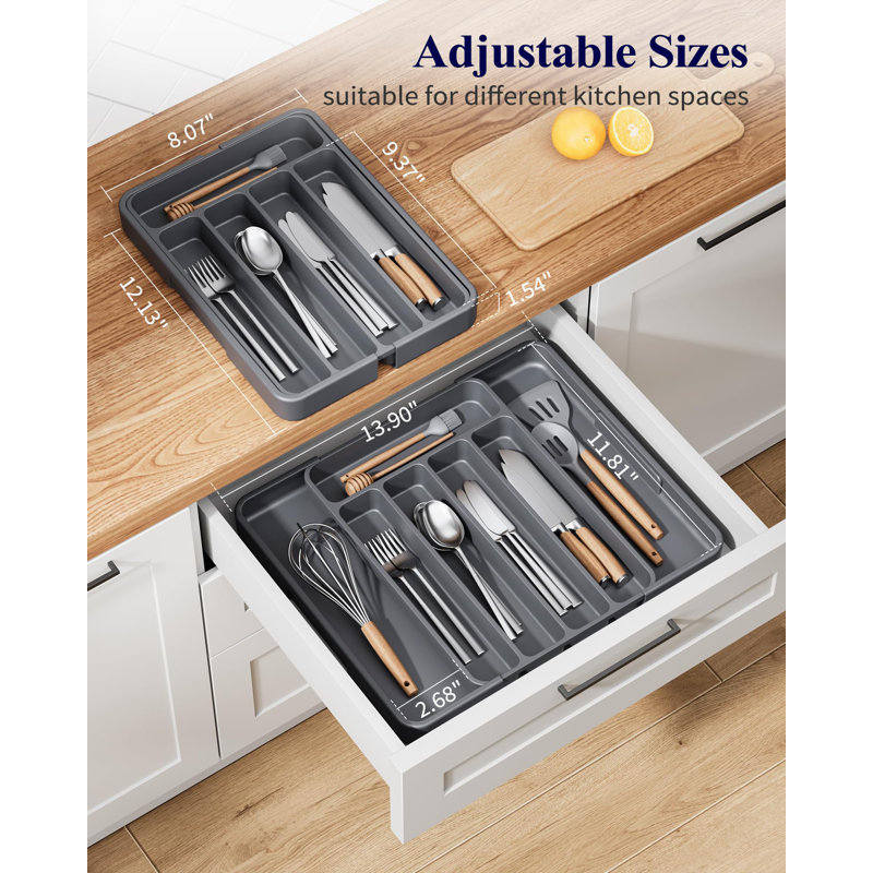 Orren Ellis Cutlery Drawer Organiser,Adjustable Cutlery Tray For ...