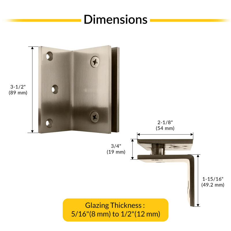 Brixwell GWMB90BN 3-1/2" Height Wall Mount Bracket Brushed Nickel Finish