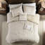 Literie en coton double / grand - rembourrage d'allergies, broderie en chenille, édredon blanc taupe lavable et pelucheux 100% teint, détails,-127222728